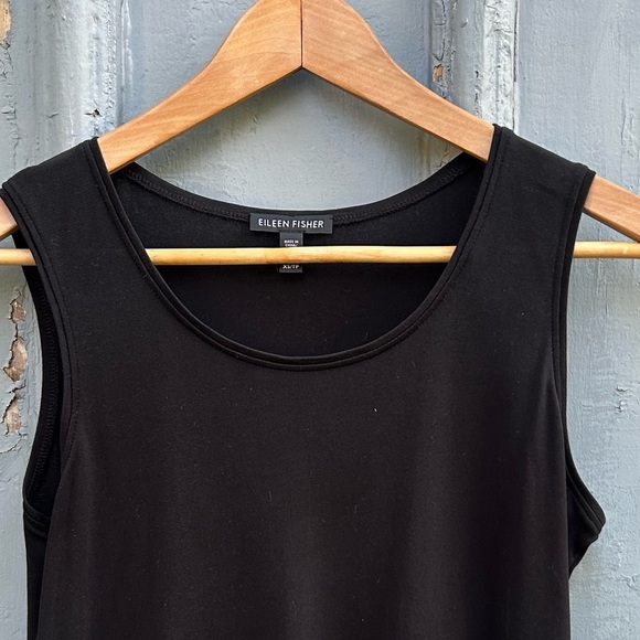 Eileen Fisher Black Stretch Silk Jersey Scoop Neck Tank, size XS - Picture 6 of 8